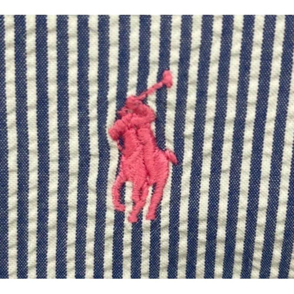 Ralph Lauren Men's Seersucker Shirt XL Blue Short Sleeve Button Up‎ - Picture 4 of 7